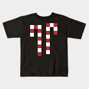 Pixel Peppermint Candy Canes Kids T-Shirt